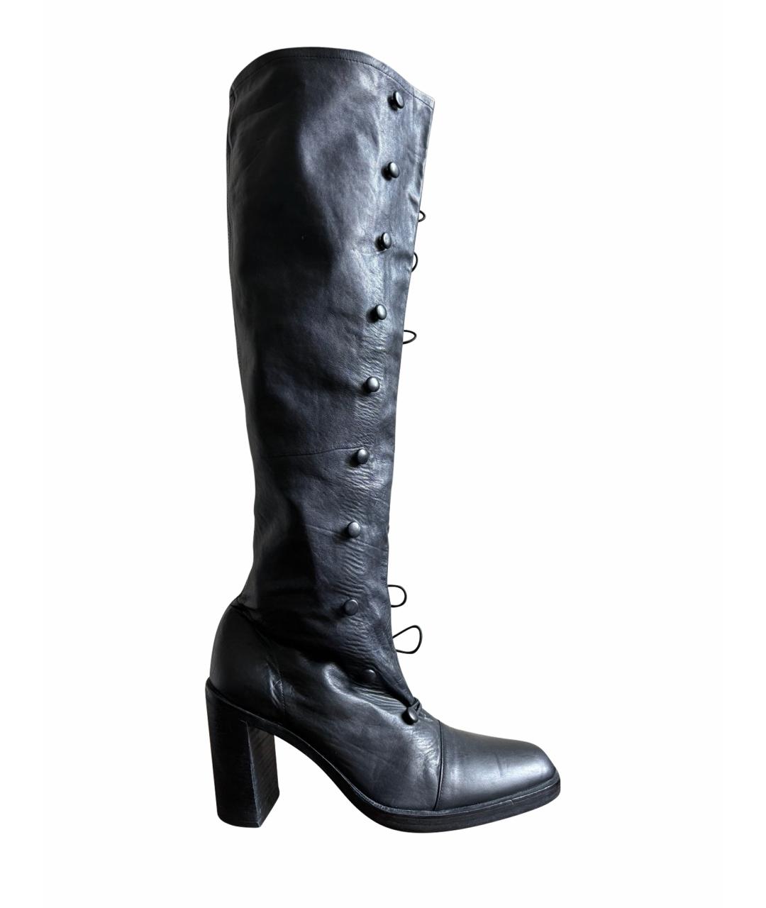 ANN DEMEULEMEESTER Черные кожаные ботинки, фото 1