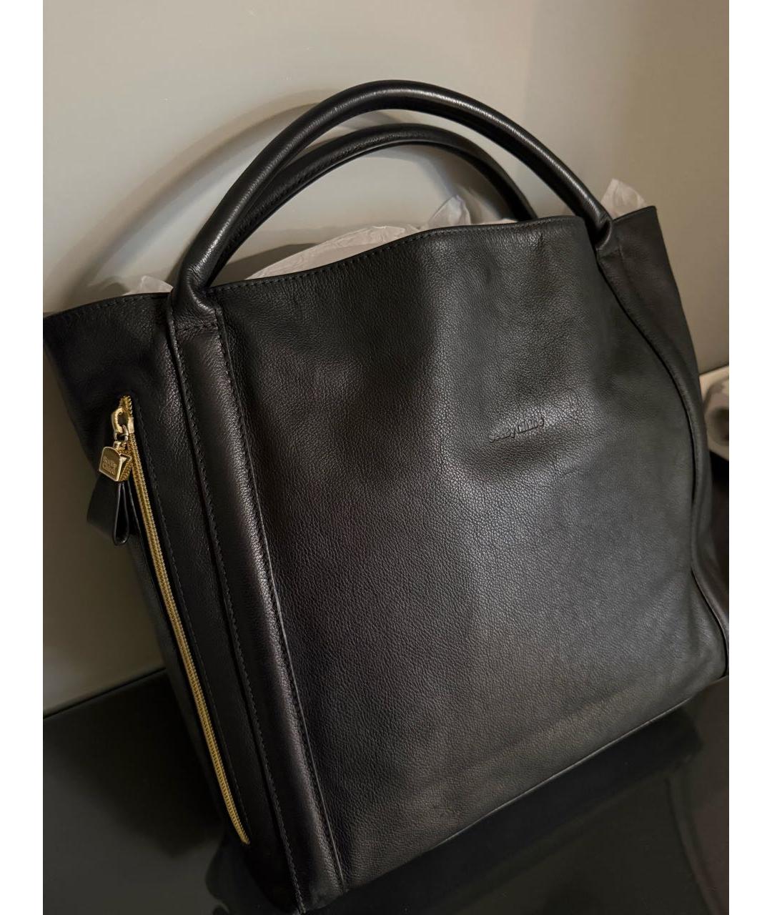 SEE BY CHLOE Черная кожаная сумка тоут, фото 2