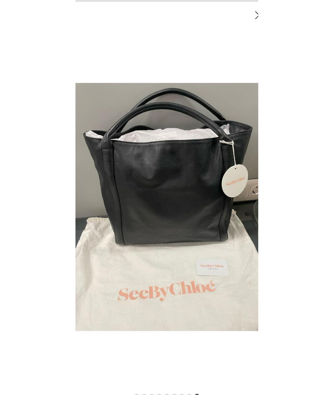SEE BY CHLOE Черная кожаная сумка тоут, фото 9