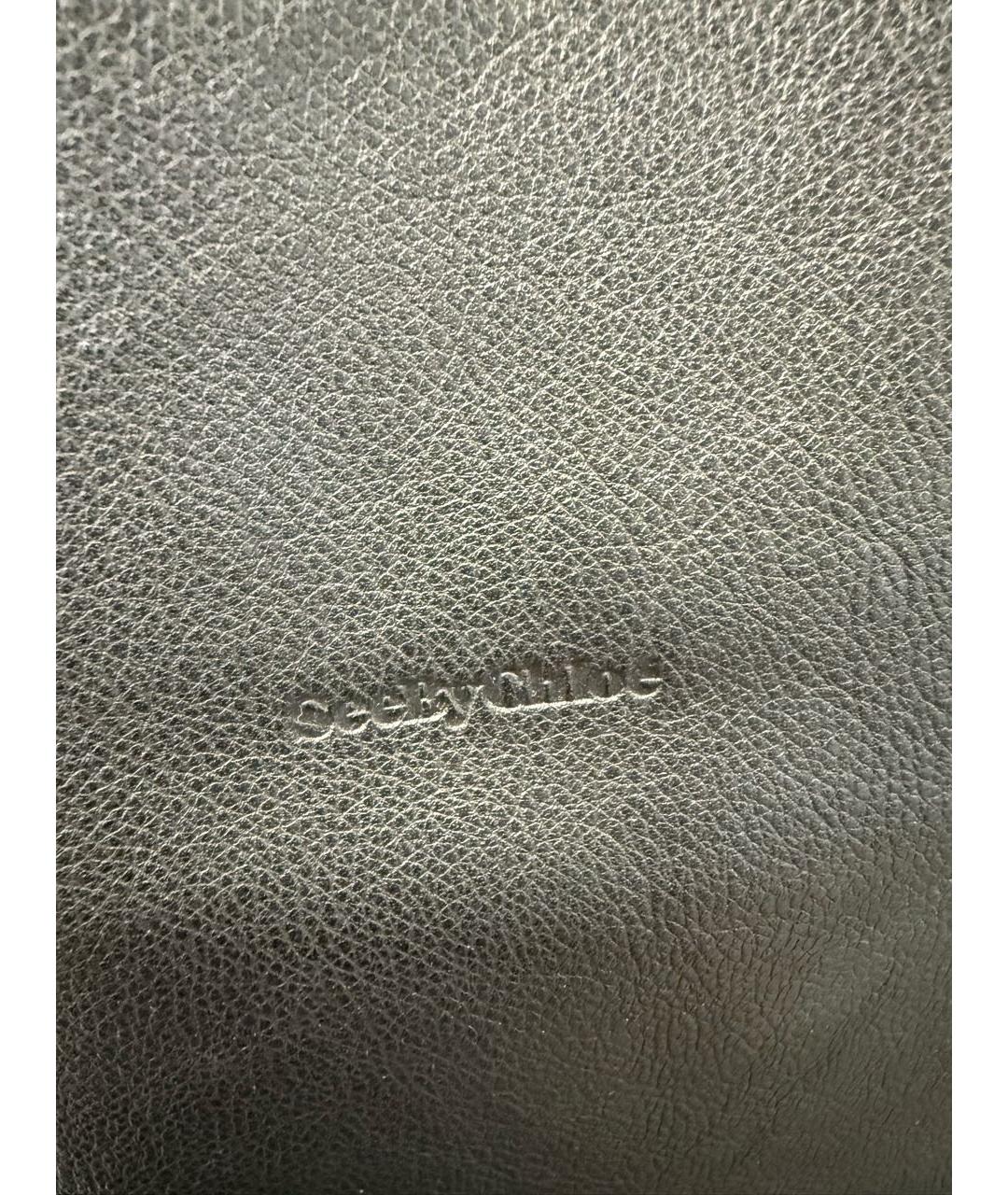 SEE BY CHLOE Черная кожаная сумка тоут, фото 3