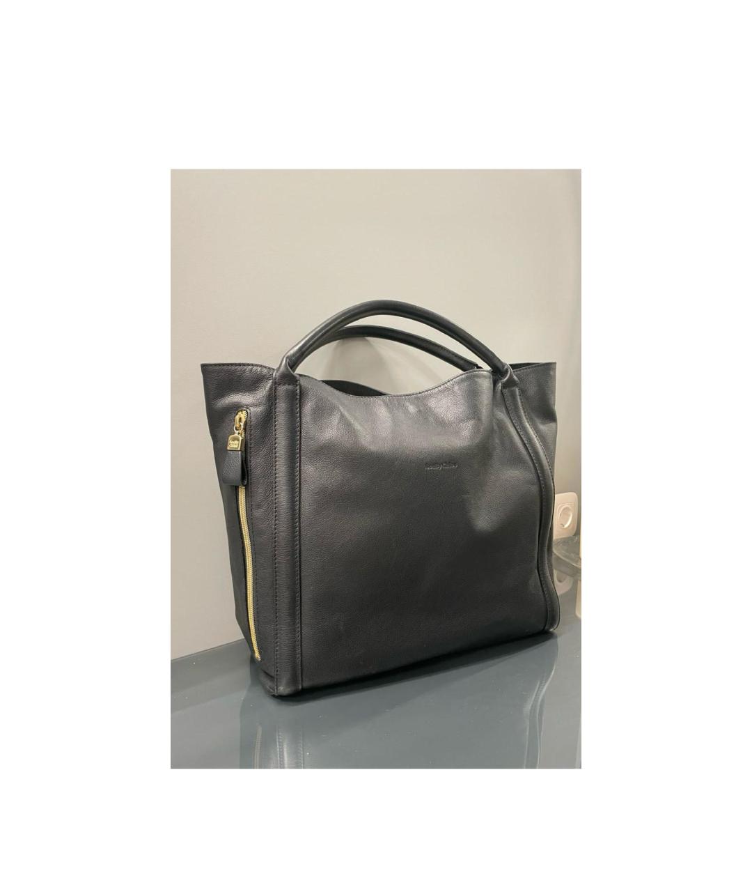 SEE BY CHLOE Черная кожаная сумка тоут, фото 8