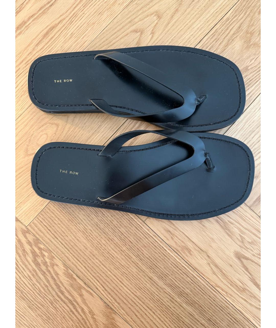 THE ROW Черные кожаные шлепанцы, фото 3