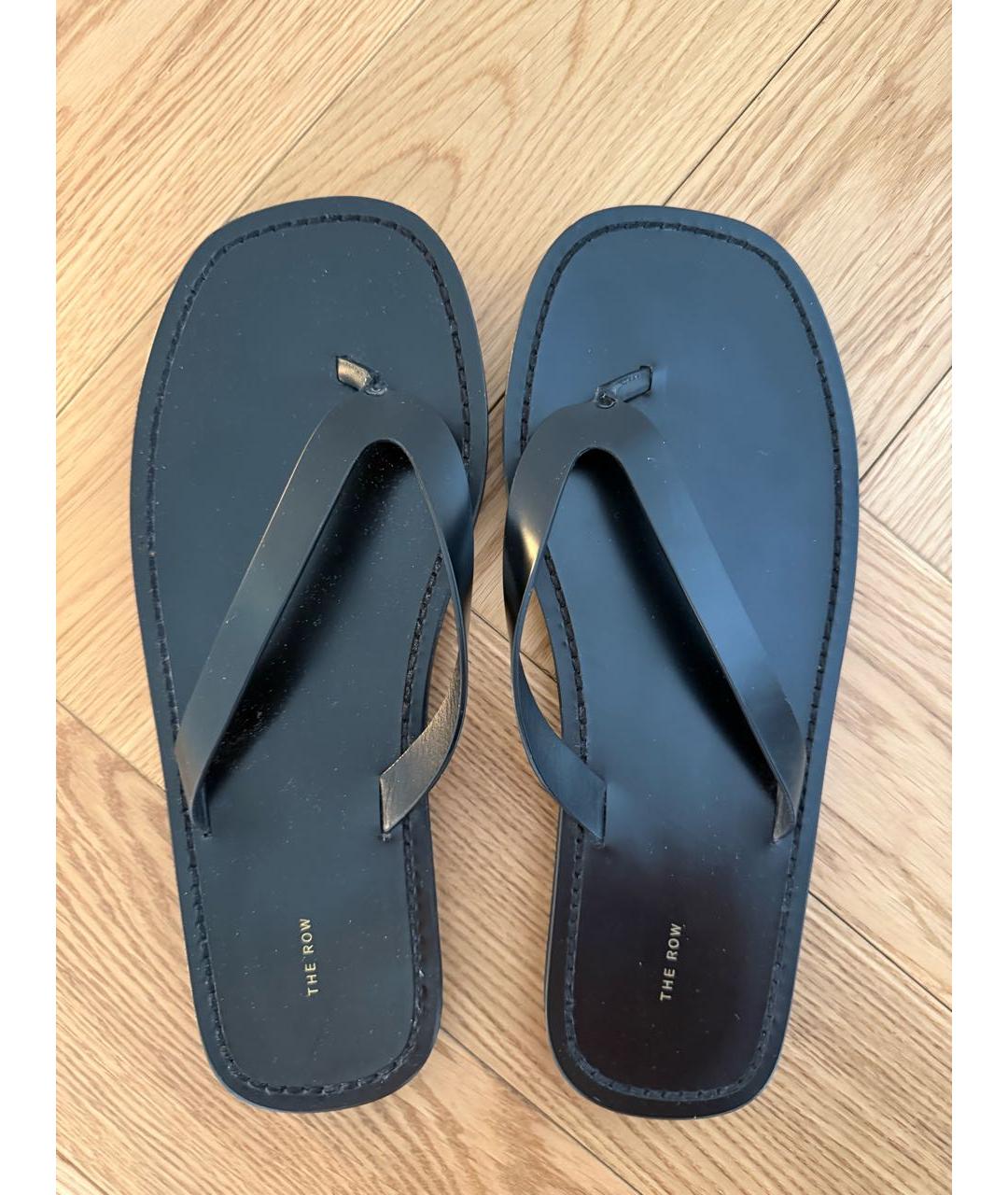 THE ROW Черные кожаные шлепанцы, фото 5