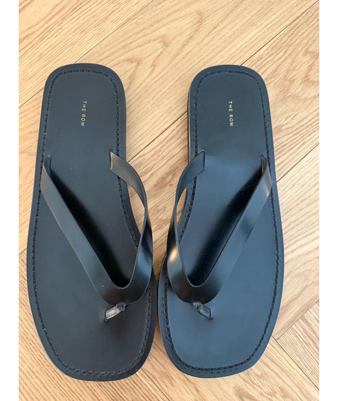 THE ROW Черные кожаные шлепанцы, фото 7