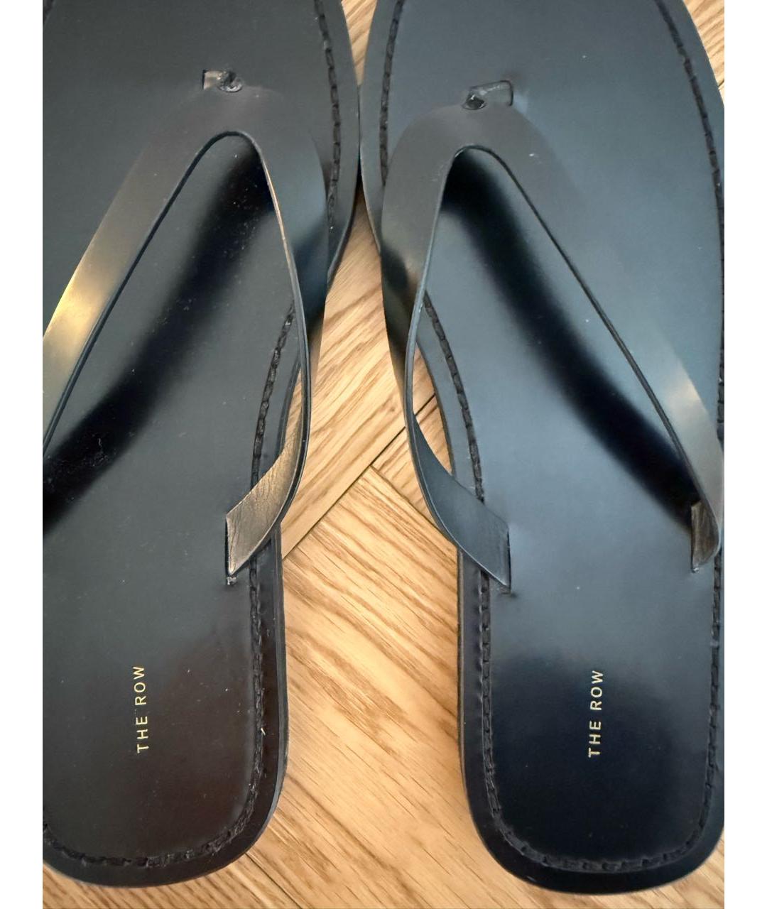 THE ROW Черные кожаные шлепанцы, фото 6