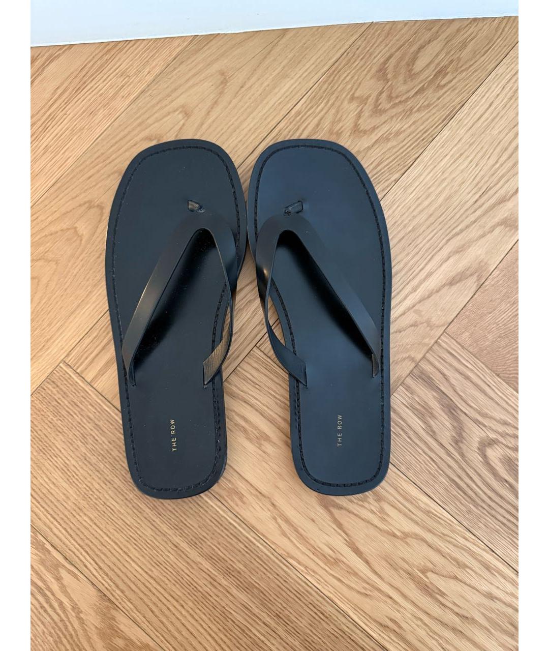 THE ROW Черные кожаные шлепанцы, фото 2