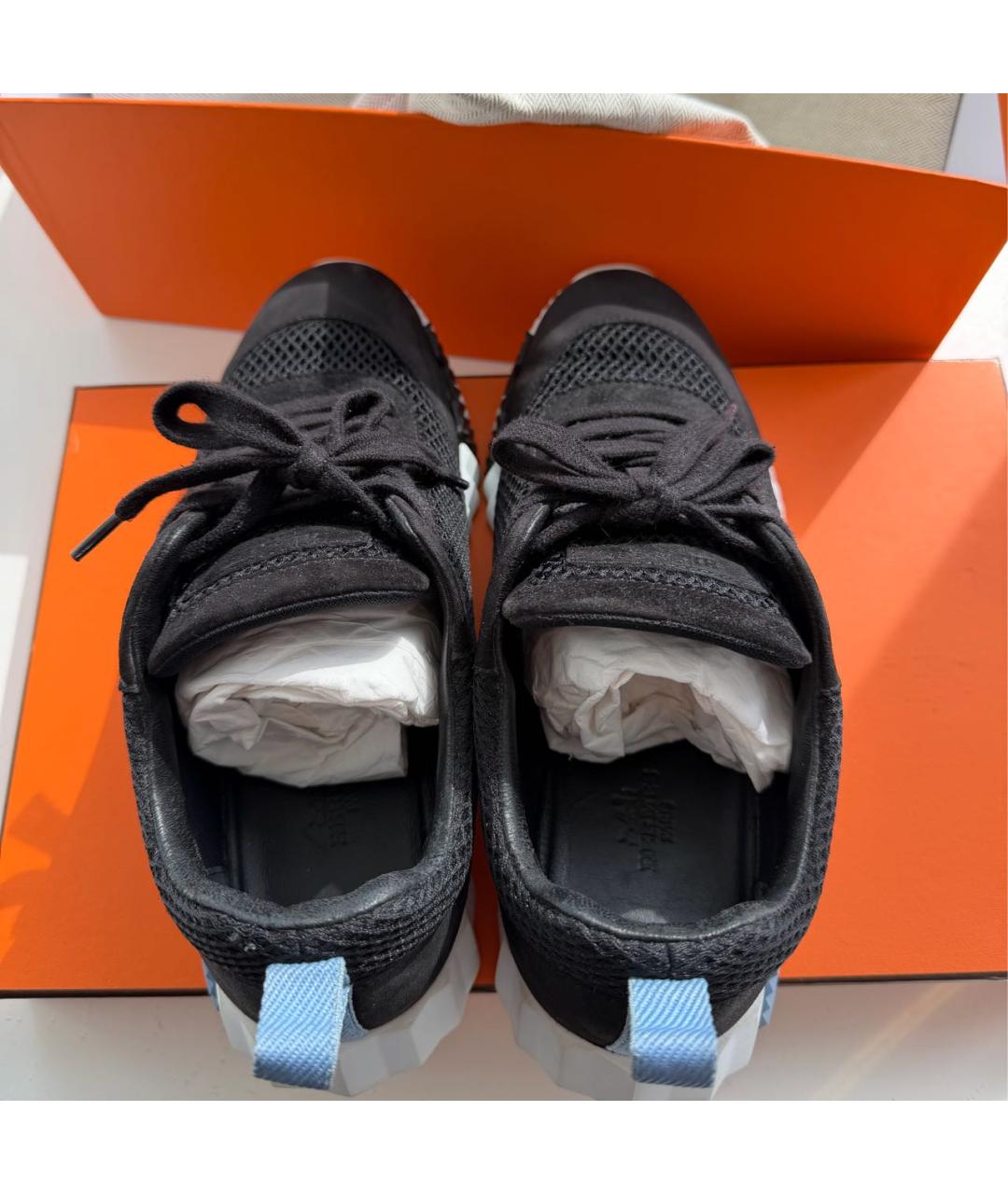 HERMES Черные замшевые кроссовки, фото 3