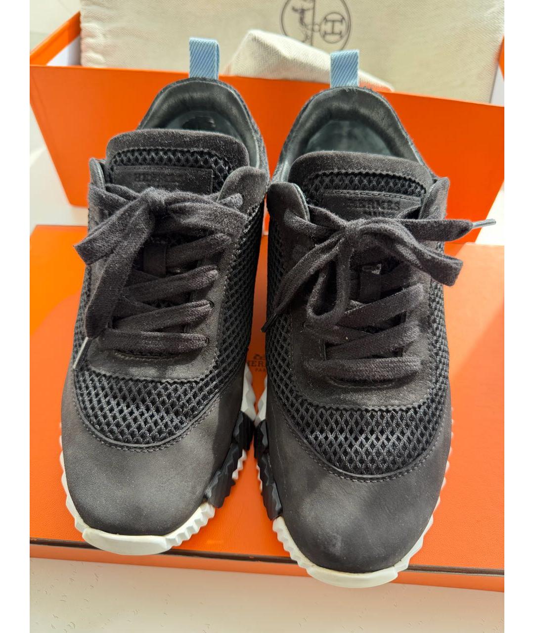 HERMES Черные замшевые кроссовки, фото 2