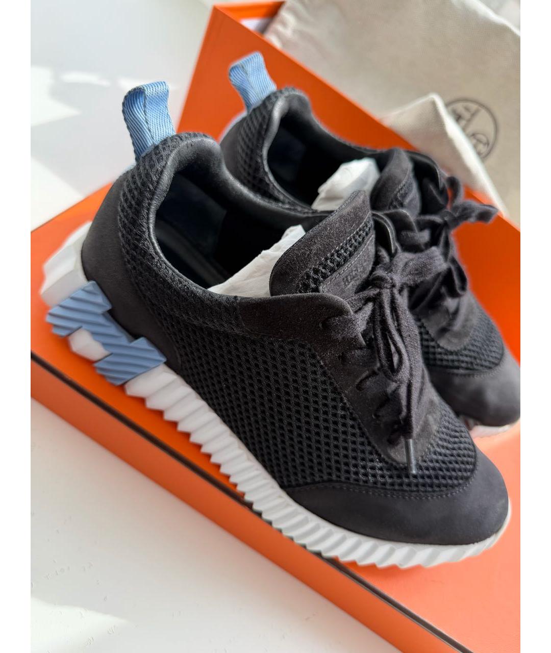 HERMES Черные замшевые кроссовки, фото 8