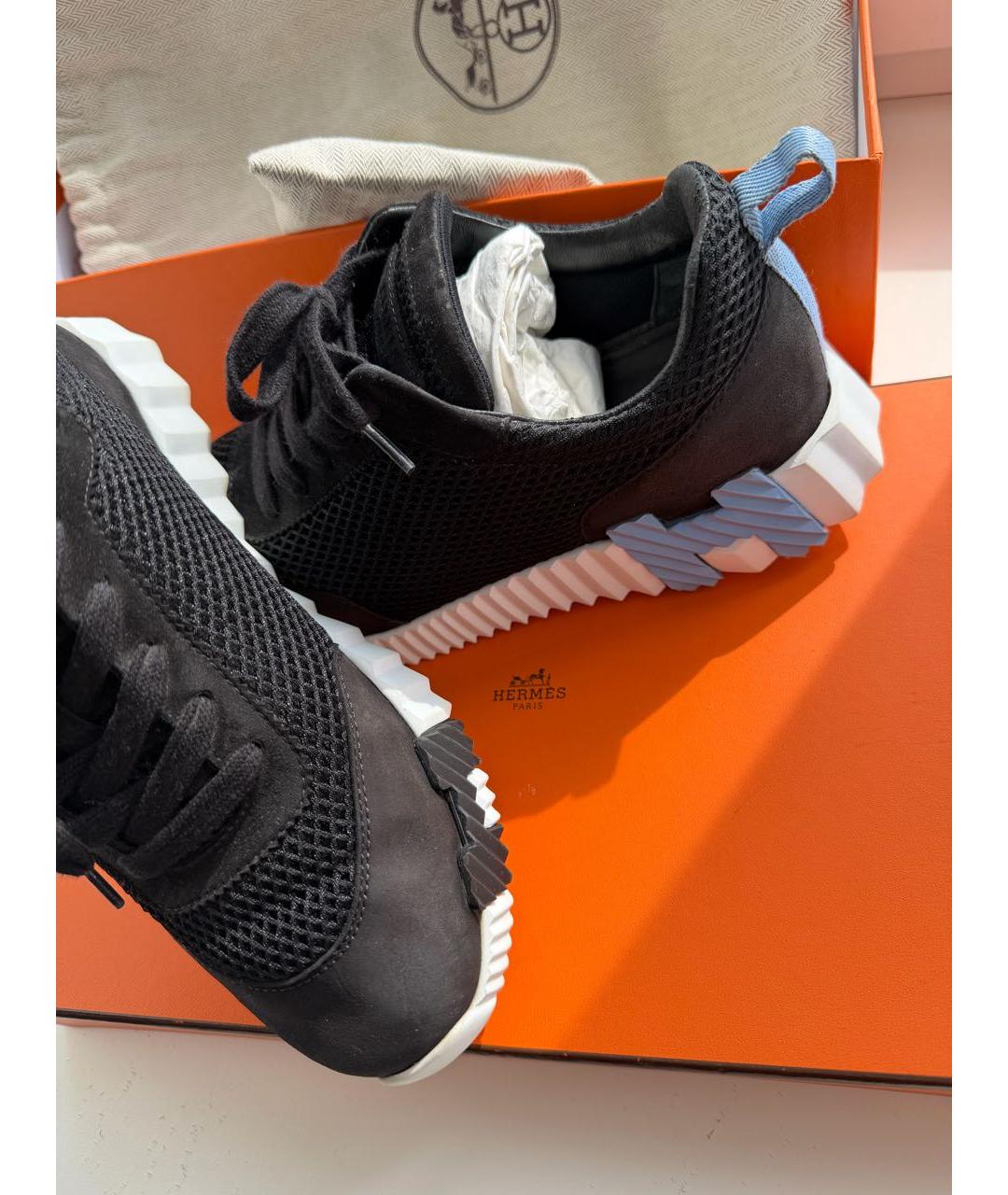 HERMES Черные замшевые кроссовки, фото 7