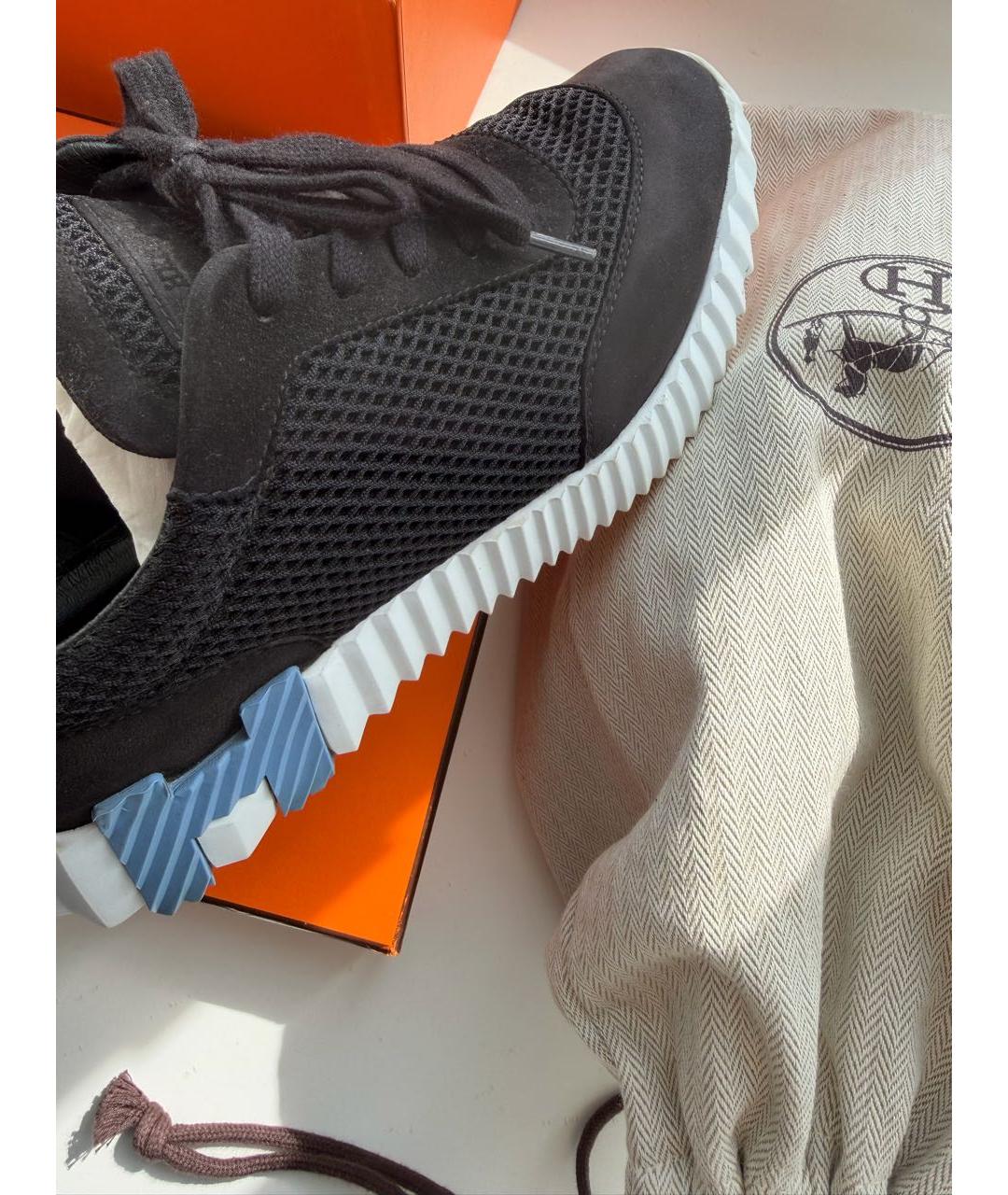 HERMES Черные замшевые кроссовки, фото 4