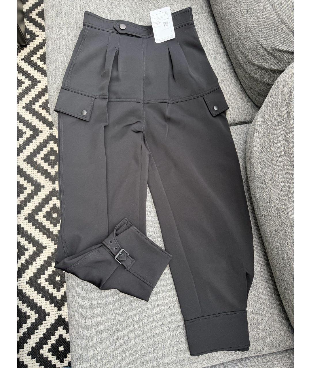 LOUIS VUITTON Черные хлопко-эластановые брюки широкие, фото 3