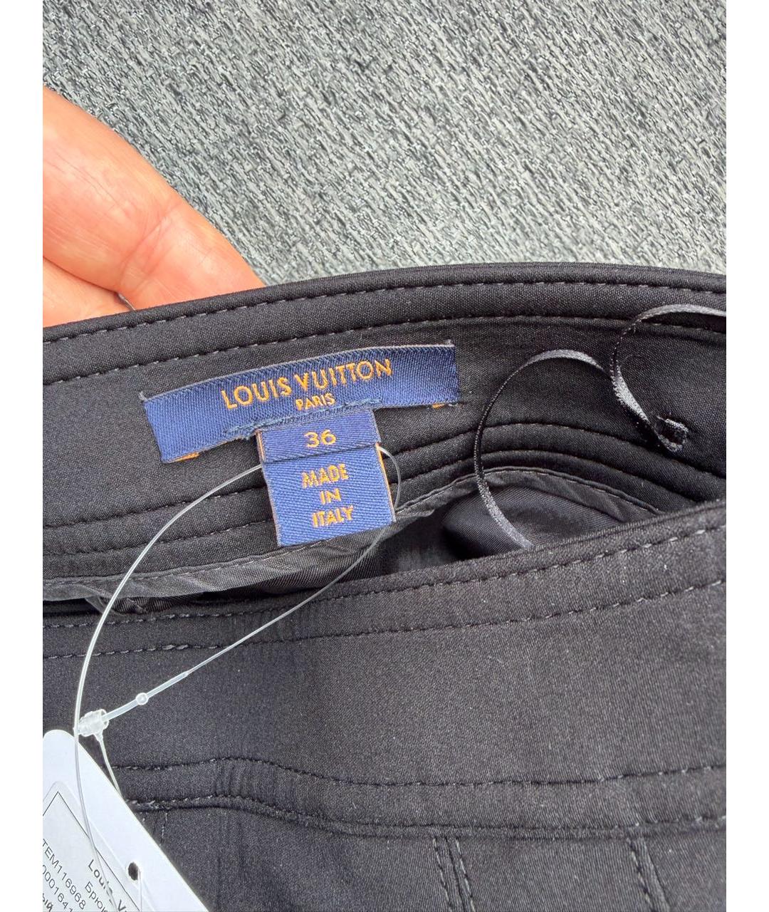 LOUIS VUITTON Черные хлопко-эластановые брюки широкие, фото 5