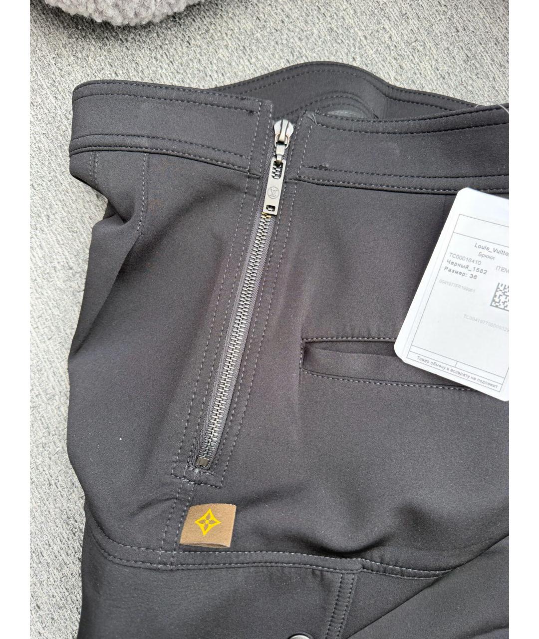 LOUIS VUITTON Черные хлопко-эластановые брюки широкие, фото 4