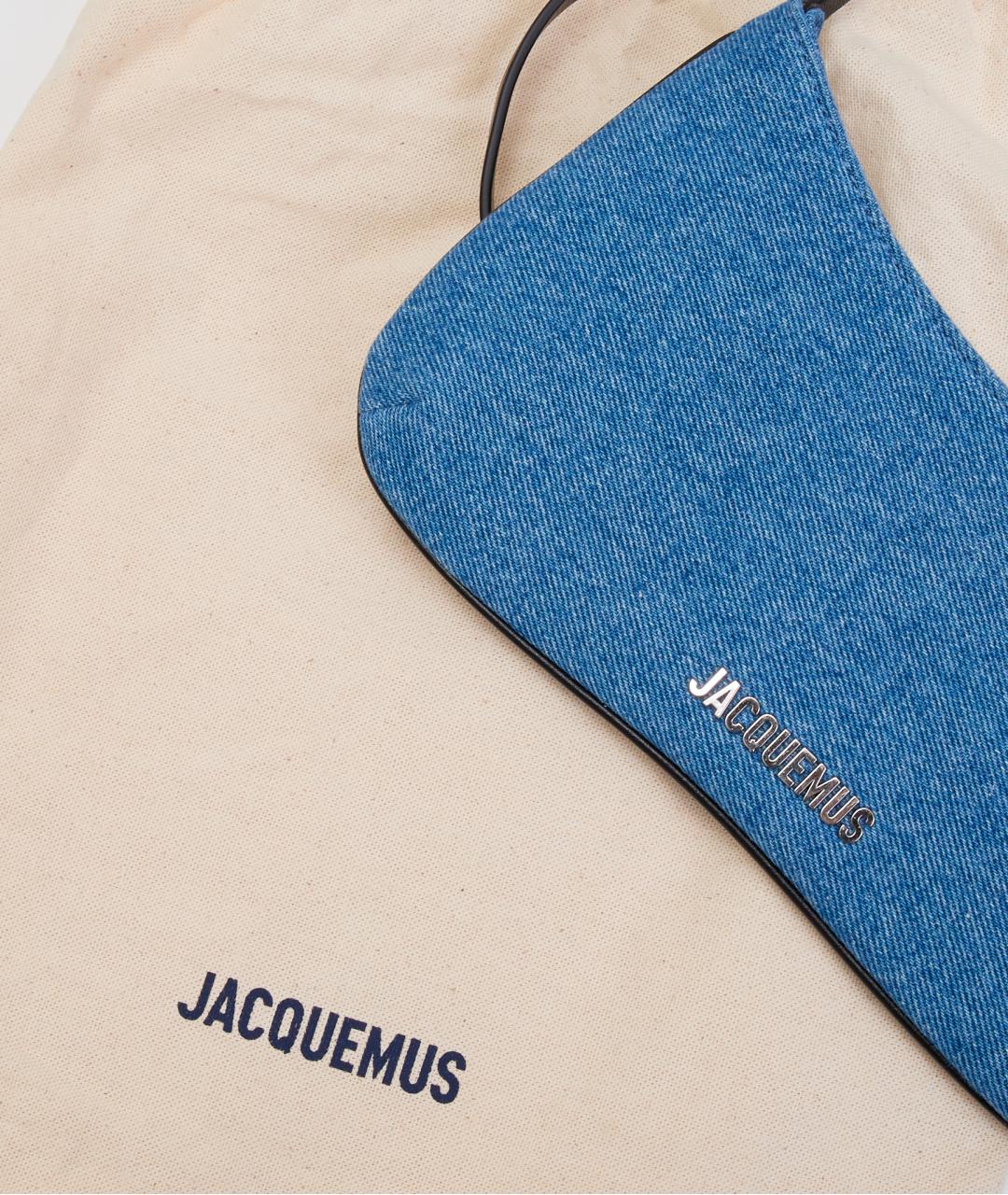 JACQUEMUS Голубая деним сумка через плечо, фото 5