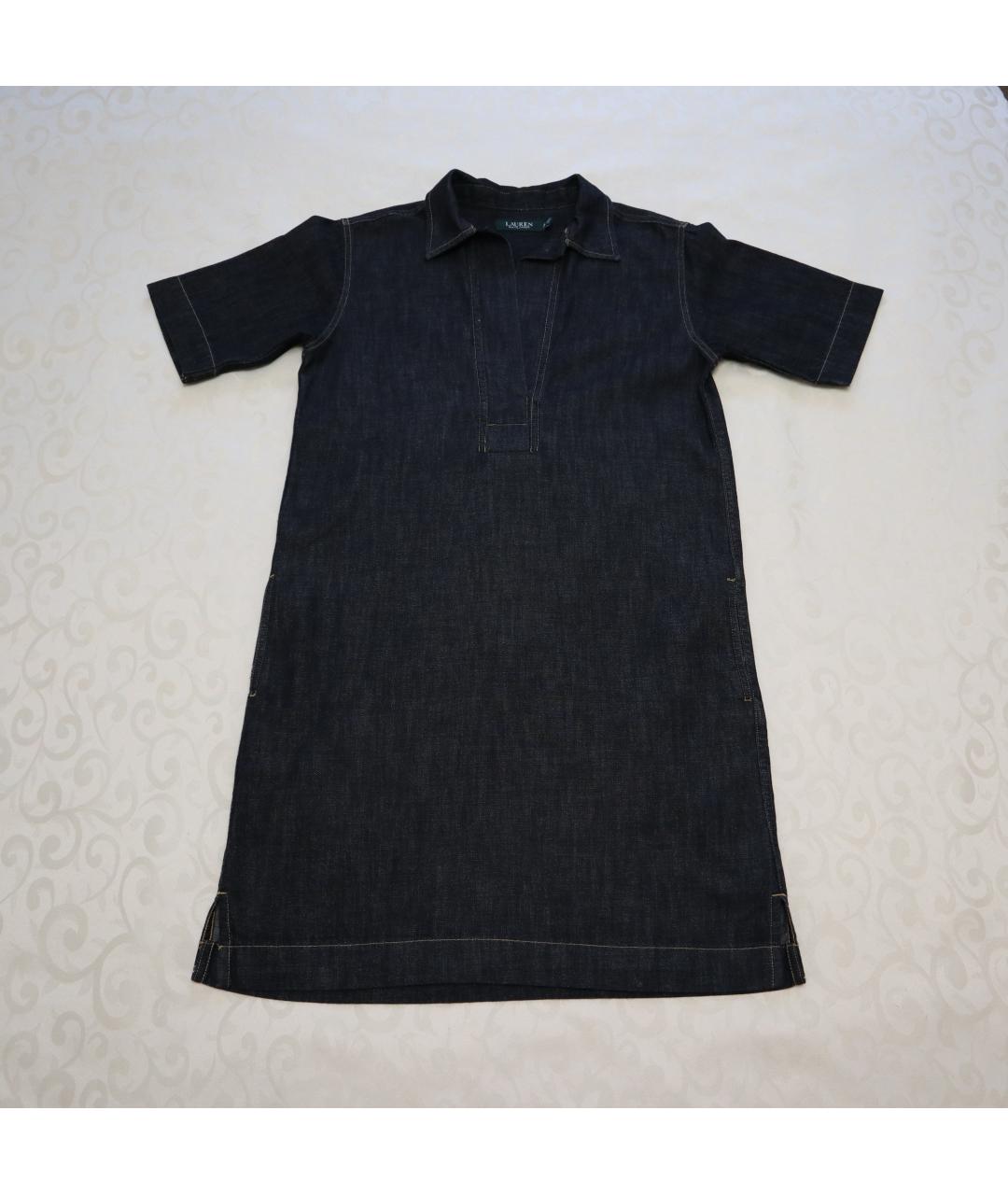 RALPH LAUREN Темно-синее хлопковое повседневное платье, фото 6