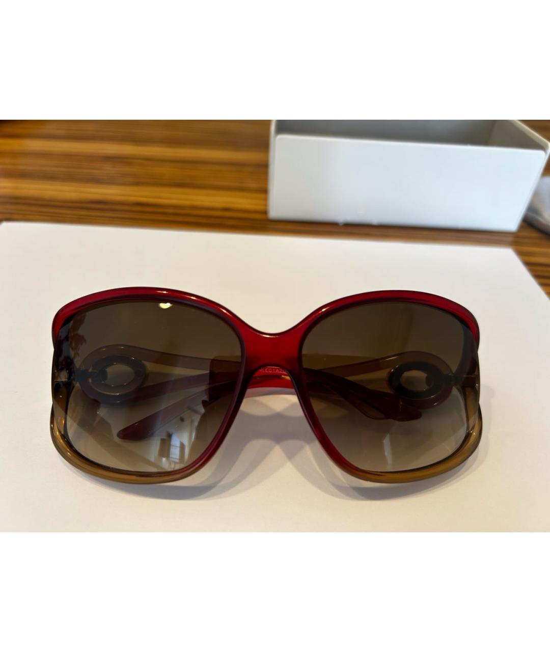 CHRISTIAN DIOR Бордовые пластиковые солнцезащитные очки, фото 3