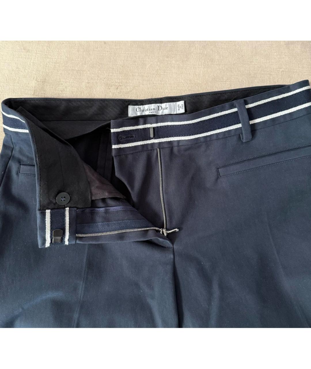 DIOR BEAUTY Темно-синие хлопко-эластановые прямые брюки, фото 5