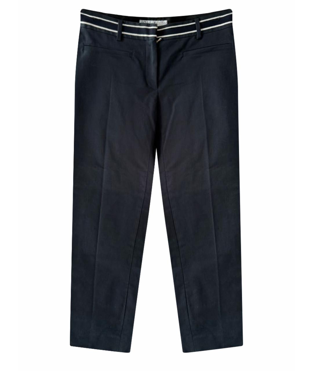 DIOR BEAUTY Темно-синие хлопко-эластановые прямые брюки, фото 1