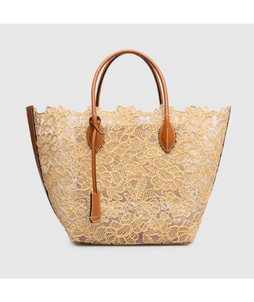 ERMANNO SCERVINO Бежевая пелетеная сумка тоут, фото 9