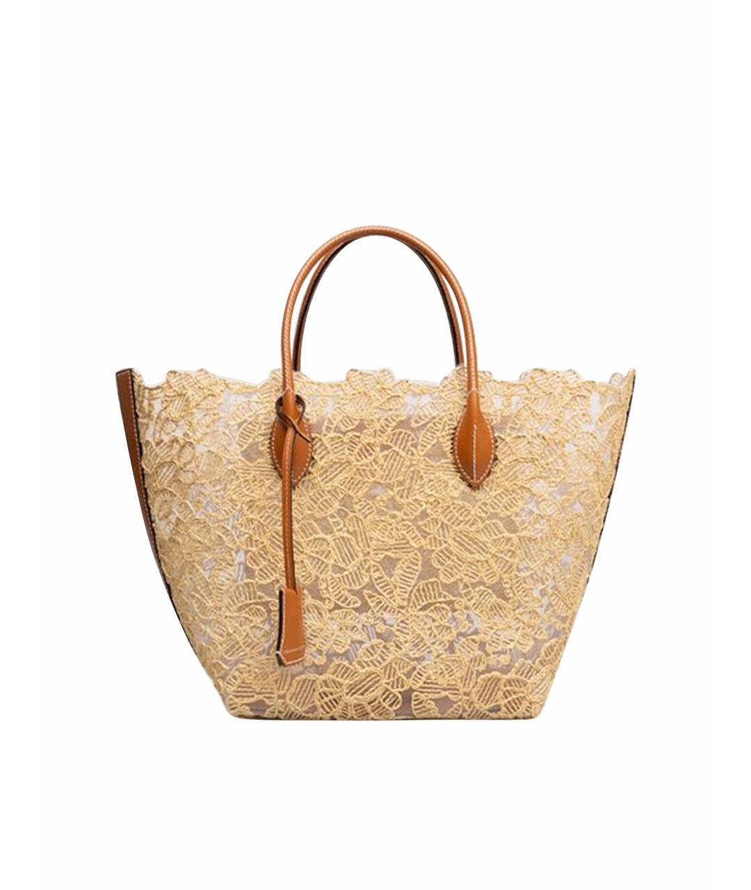 ERMANNO SCERVINO Бежевая пелетеная сумка тоут, фото 1