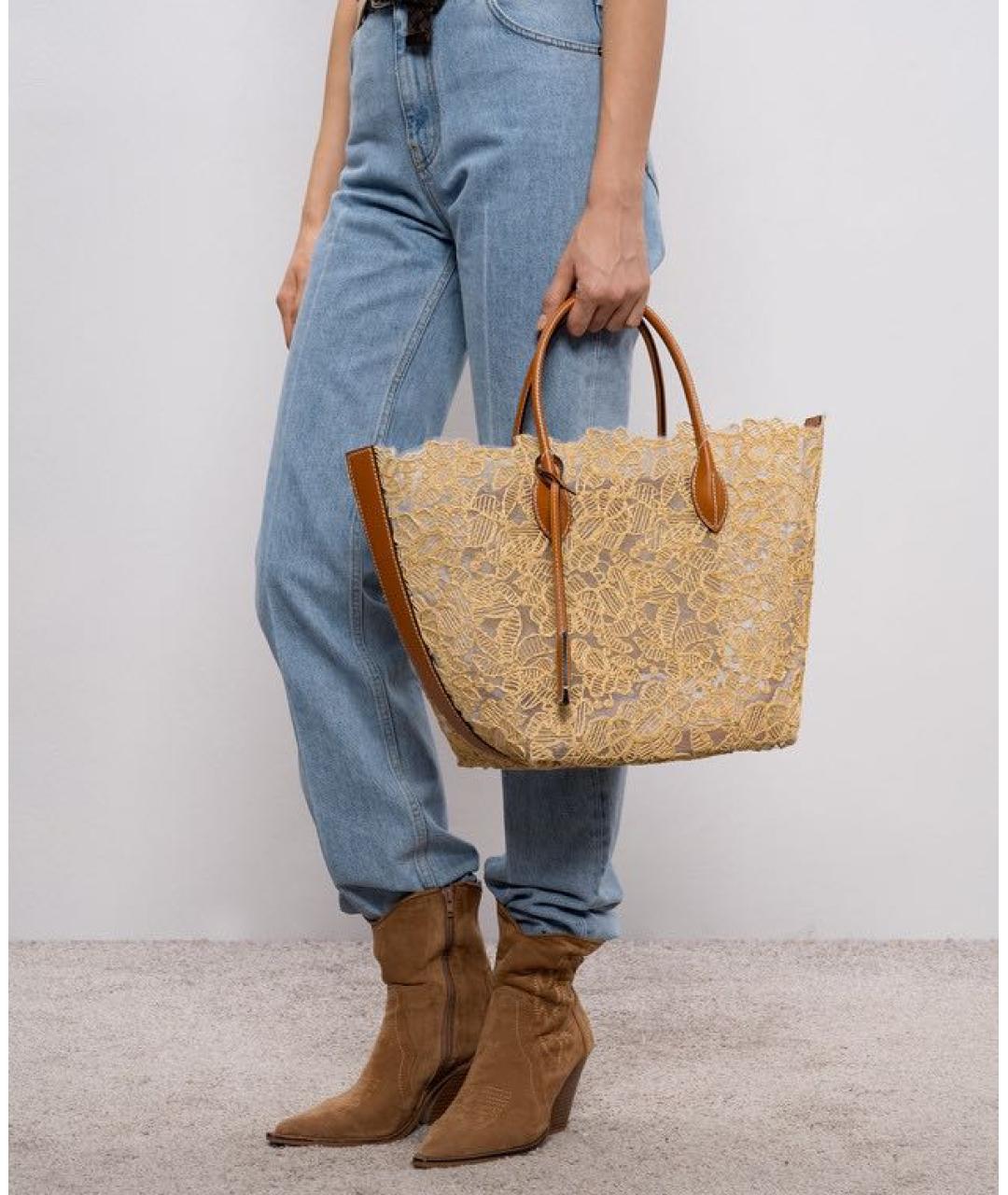 ERMANNO SCERVINO Бежевая пелетеная сумка тоут, фото 2