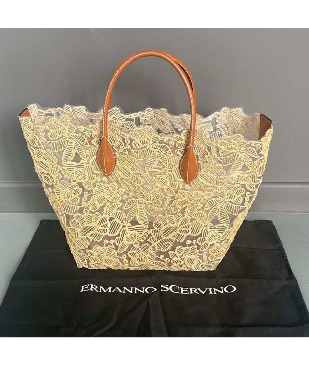 ERMANNO SCERVINO Бежевая пелетеная сумка тоут, фото 3