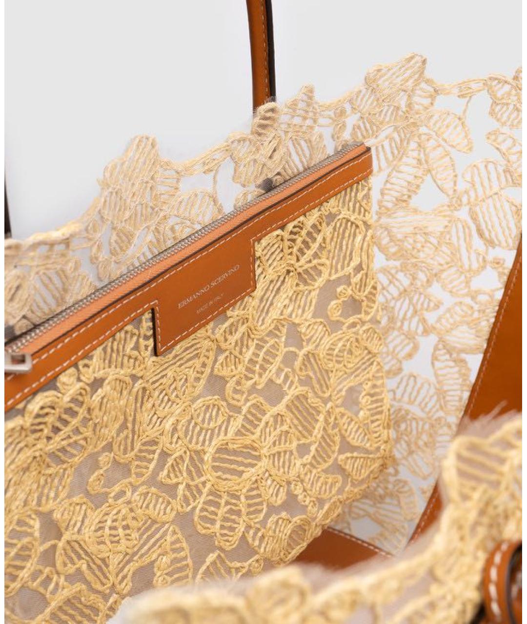 ERMANNO SCERVINO Бежевая пелетеная сумка тоут, фото 4