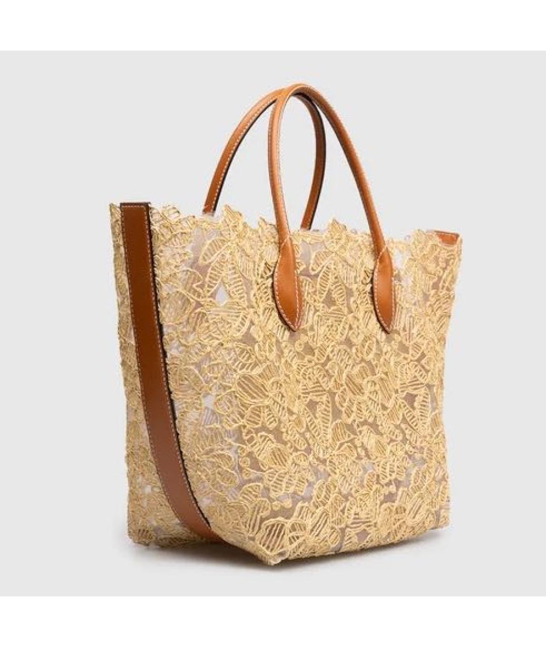 ERMANNO SCERVINO Бежевая пелетеная сумка тоут, фото 5