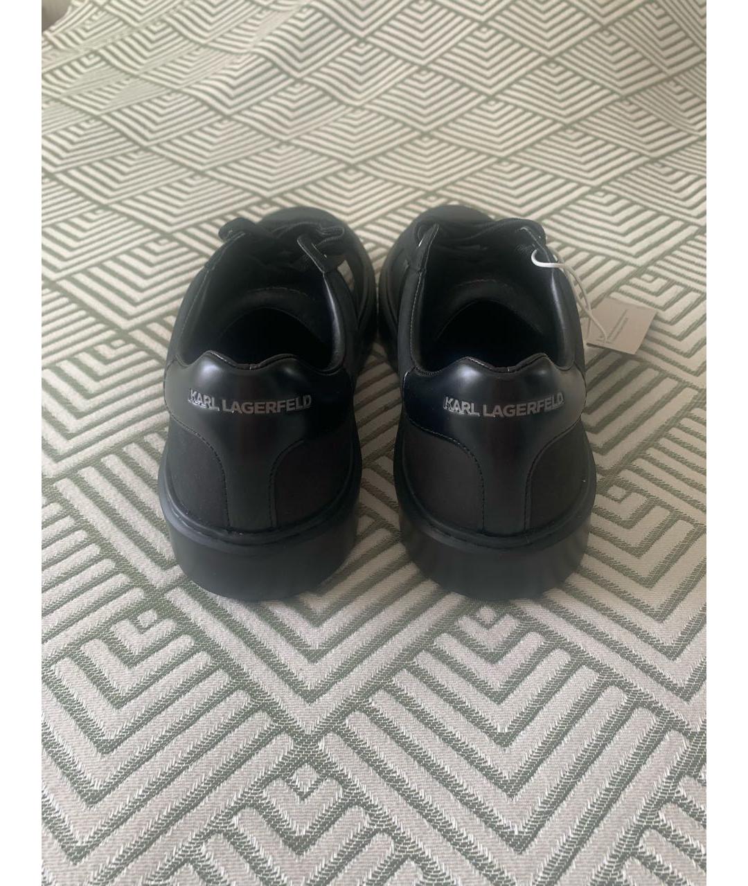 KARL LAGERFELD Черные кожаные низкие кроссовки / кеды, фото 4