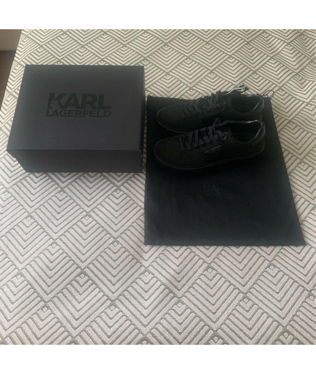 KARL LAGERFELD Черные кожаные низкие кроссовки / кеды, фото 5