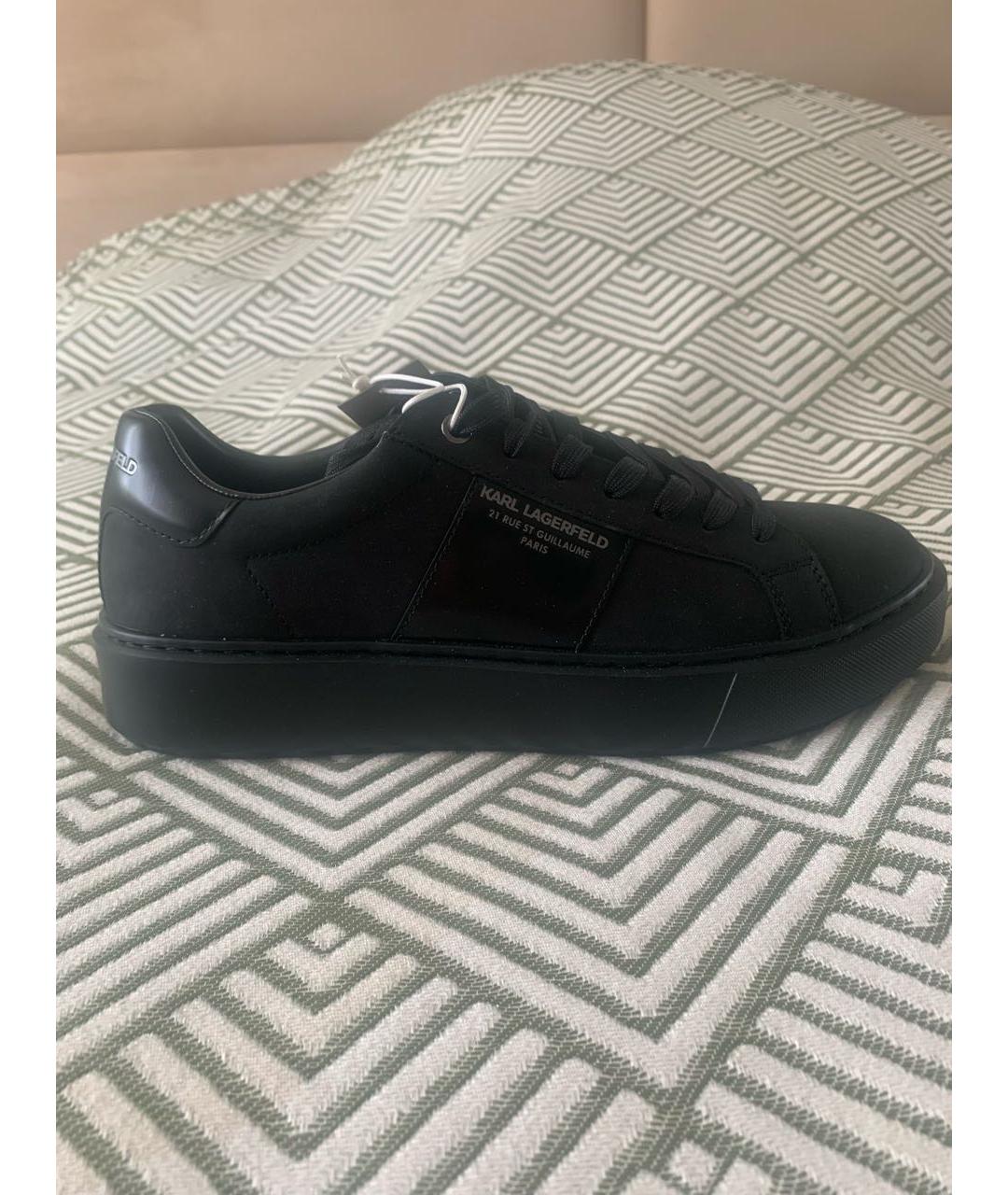 KARL LAGERFELD Черные кожаные низкие кроссовки / кеды, фото 9