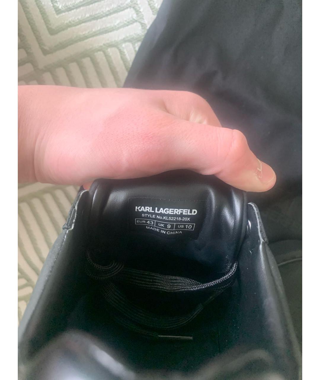KARL LAGERFELD Черные кожаные низкие кроссовки / кеды, фото 6
