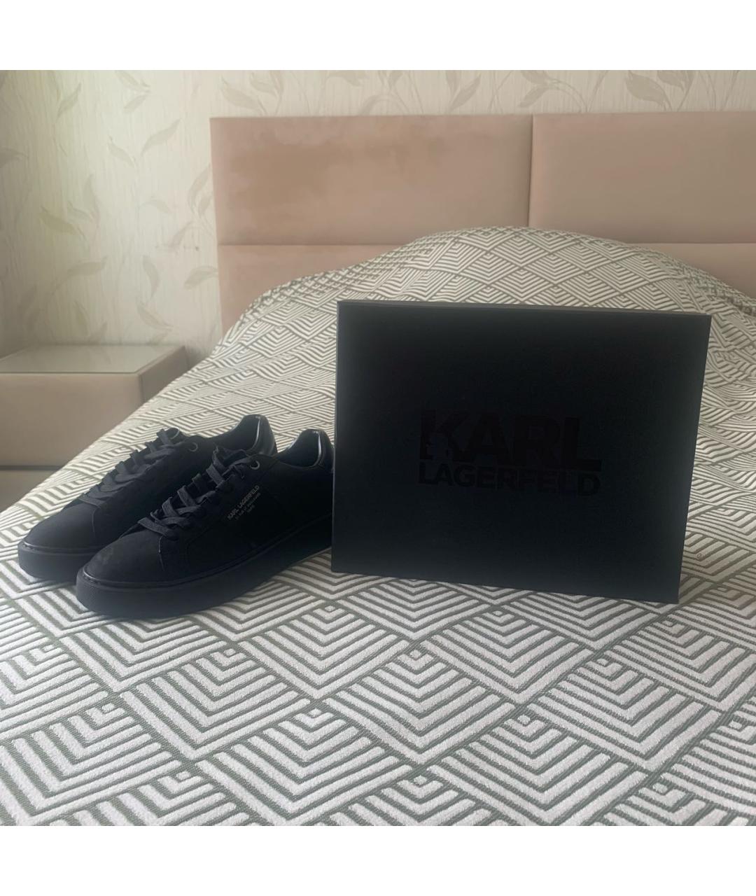 KARL LAGERFELD Черные кожаные низкие кроссовки / кеды, фото 8