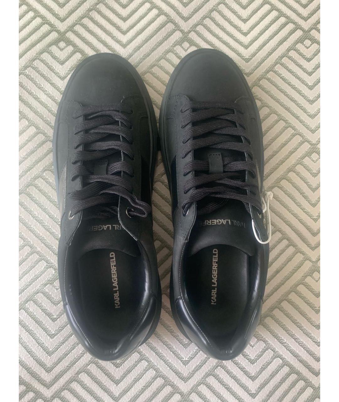 KARL LAGERFELD Черные кожаные низкие кроссовки / кеды, фото 3