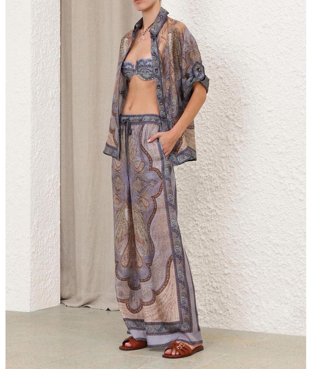 ZIMMERMANN Фиолетовый шелковый костюм с брюками, фото 6