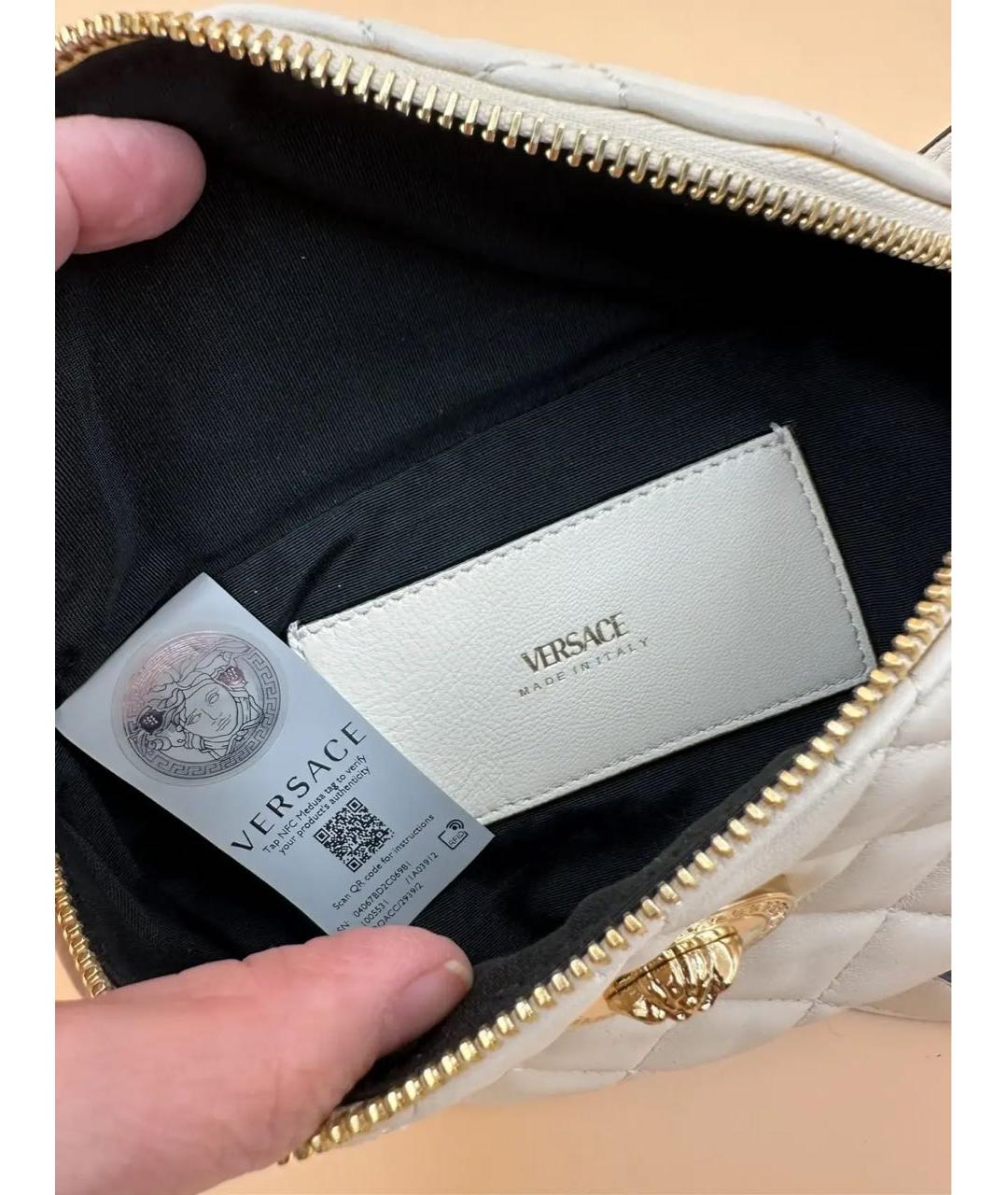 VERSACE Бежевая кожаная поясная сумка, фото 6