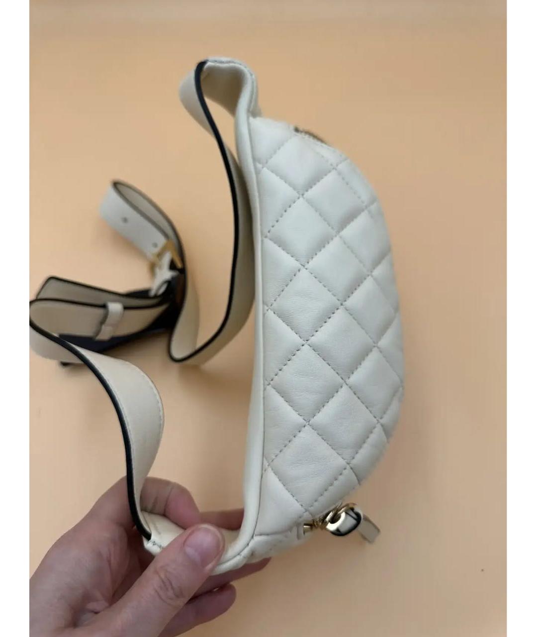 VERSACE Бежевая кожаная поясная сумка, фото 3