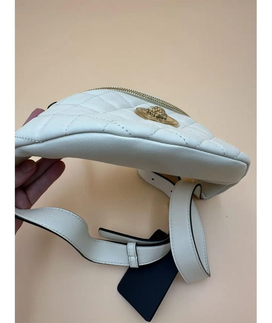 VERSACE Бежевая кожаная поясная сумка, фото 8