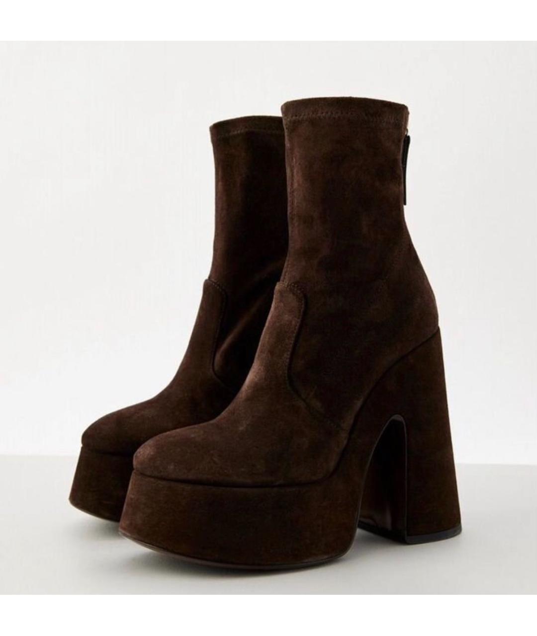 VIC MATIE Коричневые замшевые ботильоны, фото 2