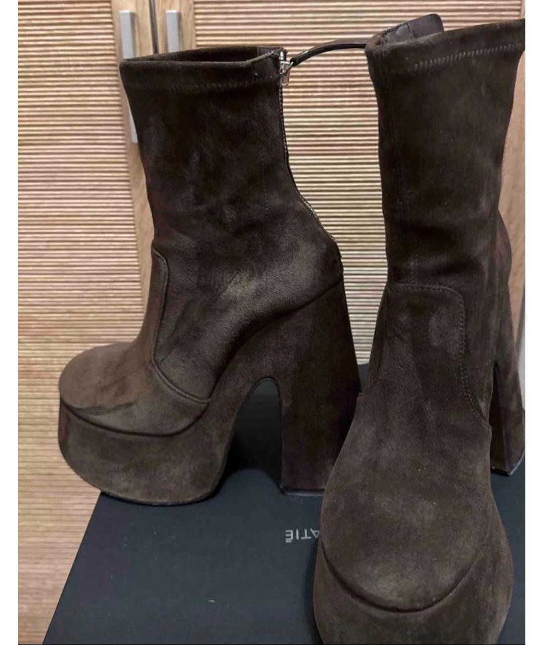 VIC MATIE Коричневые замшевые ботильоны, фото 5