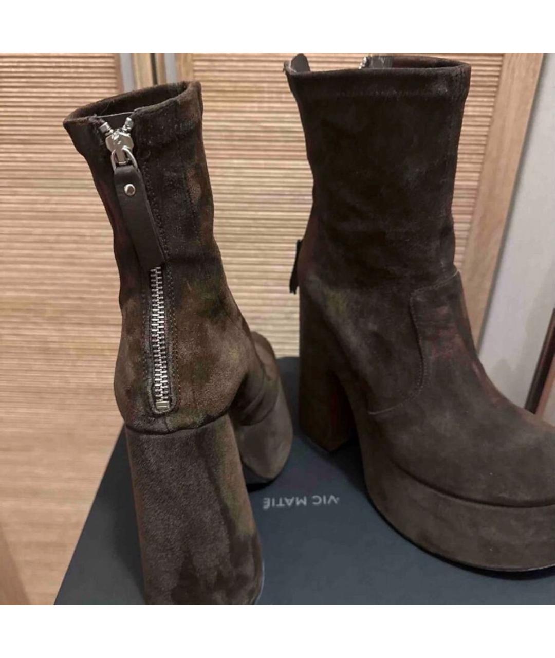 VIC MATIE Коричневые замшевые ботильоны, фото 6