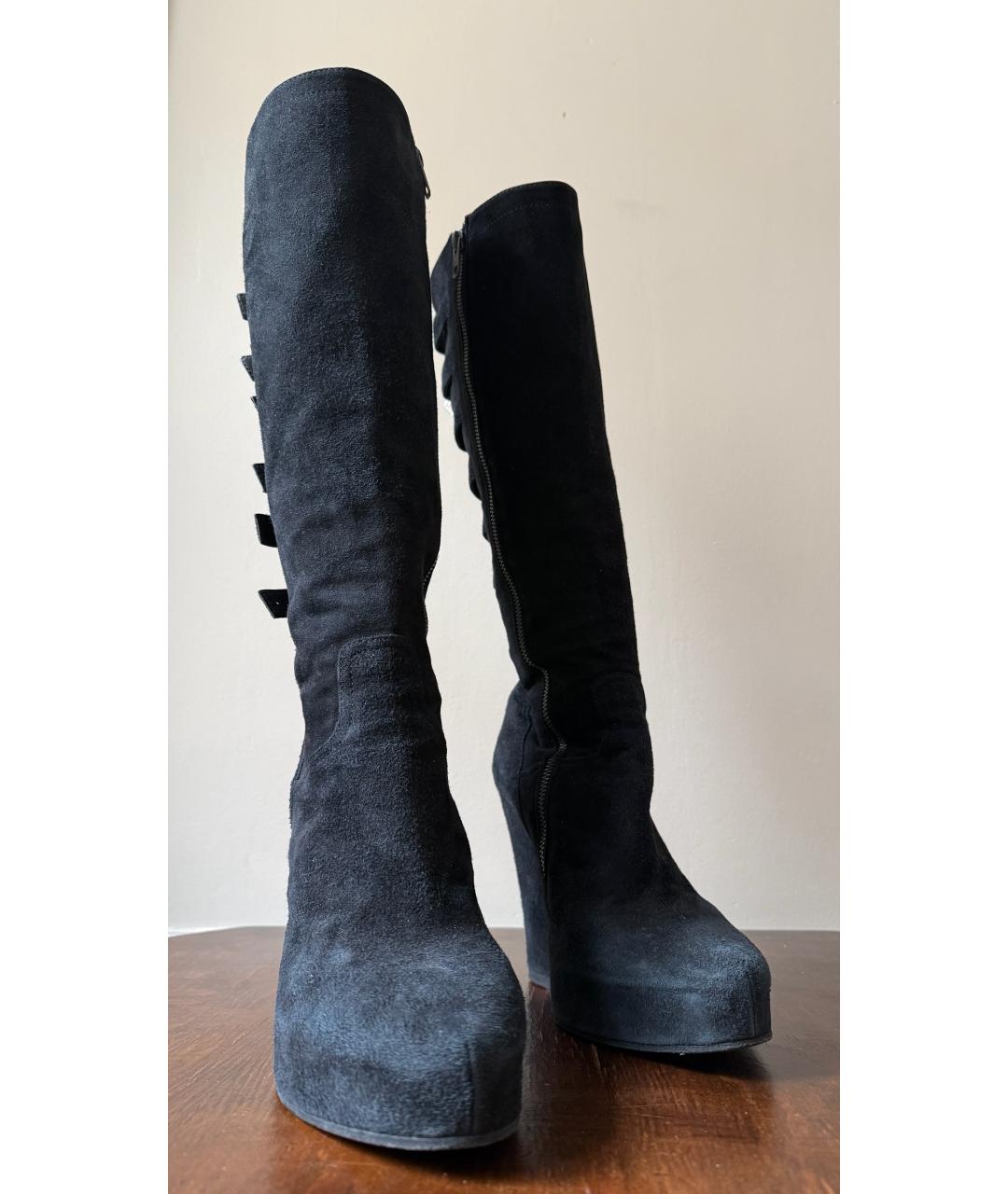 ANN DEMEULEMEESTER Черные замшевые сапоги, фото 6