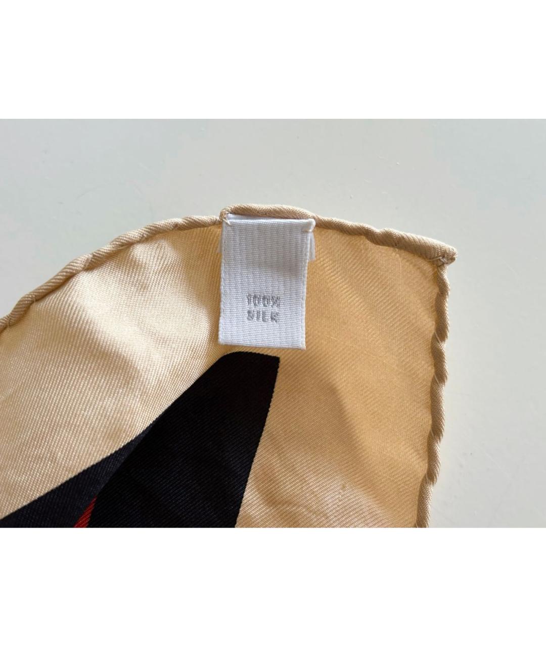 BURBERRY Бежевый шелковый платок, фото 5