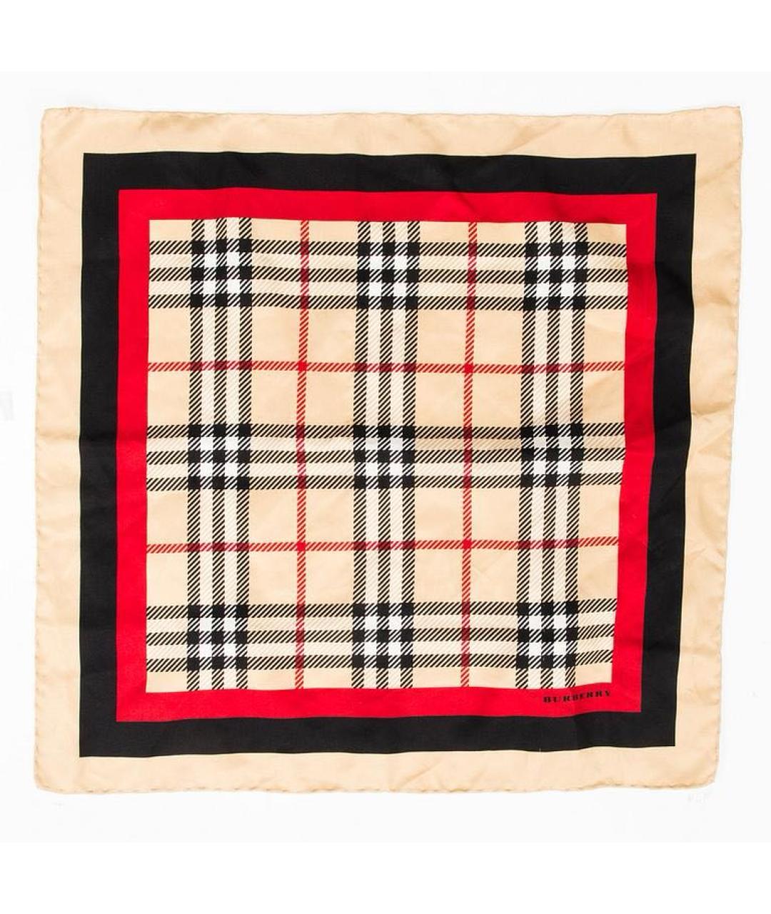 BURBERRY Бежевый шелковый платок, фото 7