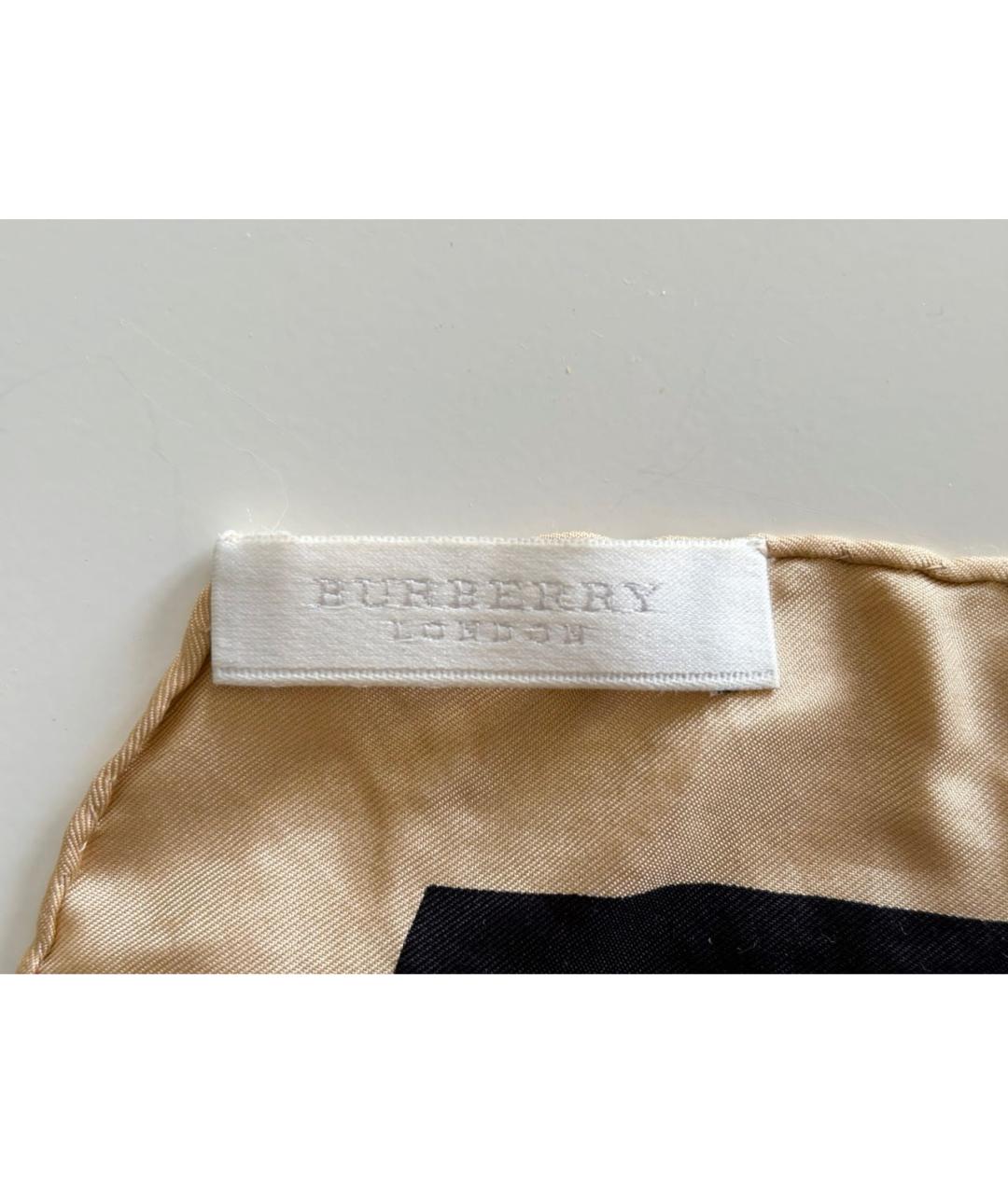 BURBERRY Бежевый шелковый платок, фото 3