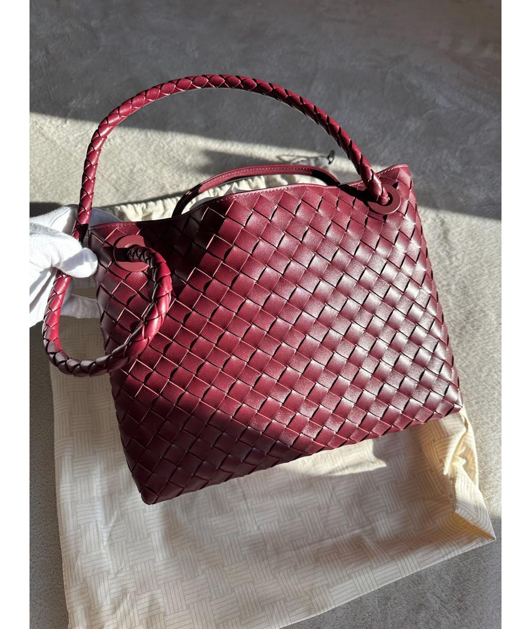 BOTTEGA VENETA Бордовая кожаная сумка тоут, фото 3