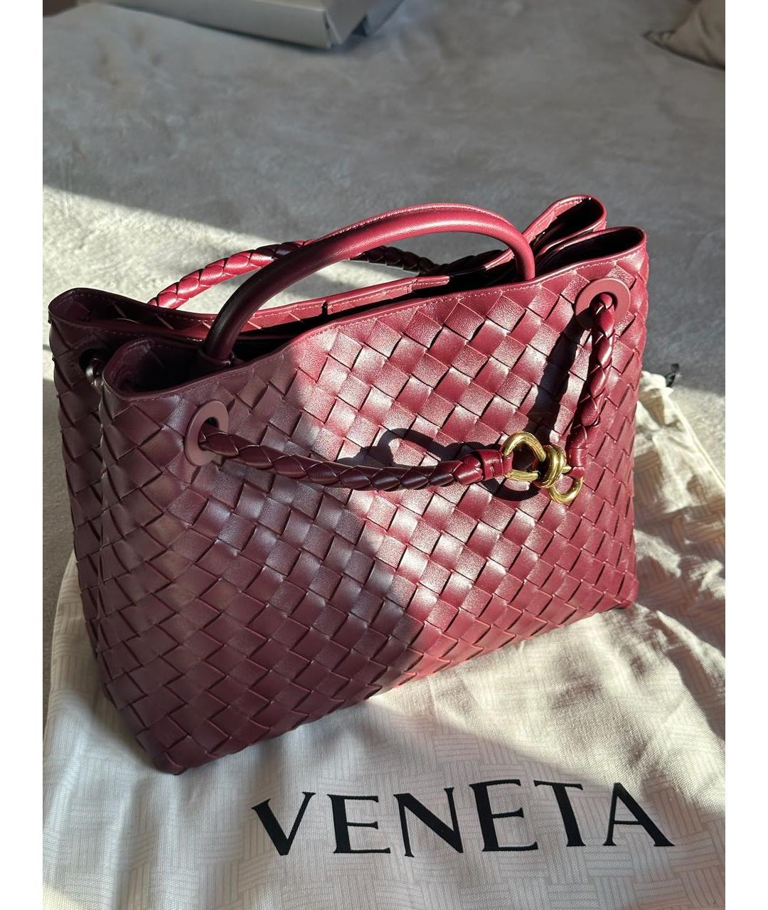 BOTTEGA VENETA Бордовая кожаная сумка тоут, фото 2