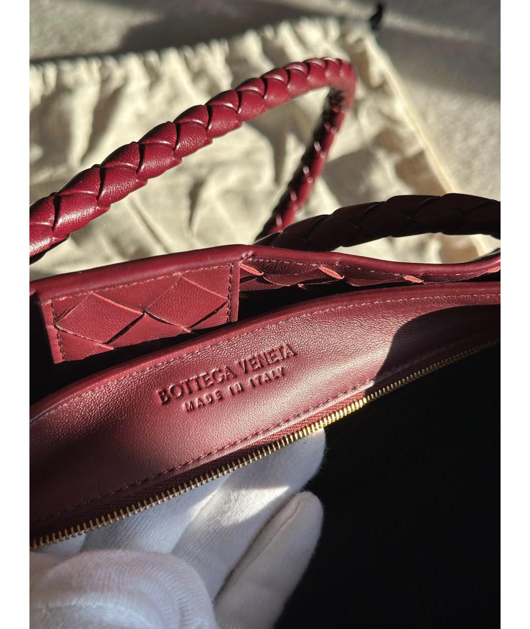 BOTTEGA VENETA Бордовая кожаная сумка тоут, фото 5