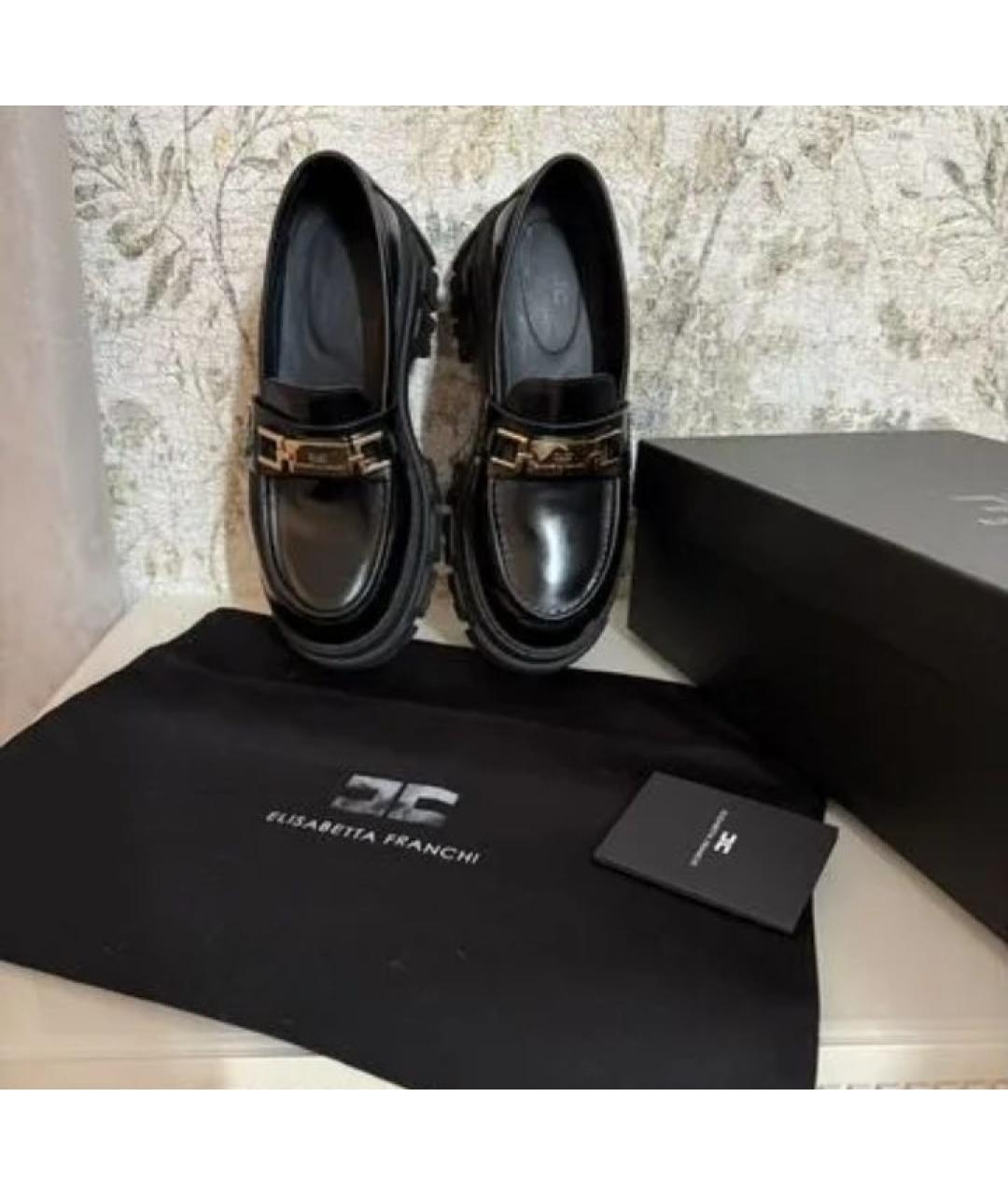ELISABETTA FRANCHI Черные кожаные лоферы, фото 4